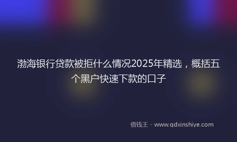 渤海银行贷款被拒什么情况2025年精选，概括五个黑户快速下款的口子