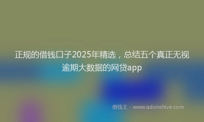 正规的借钱口子2025年精选，总结五个真正无视逾期大数据的网贷app
