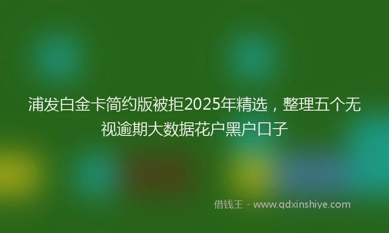 浦发白金卡简约版被拒2025年精选，整理五个无视逾期大数据花户黑户口子