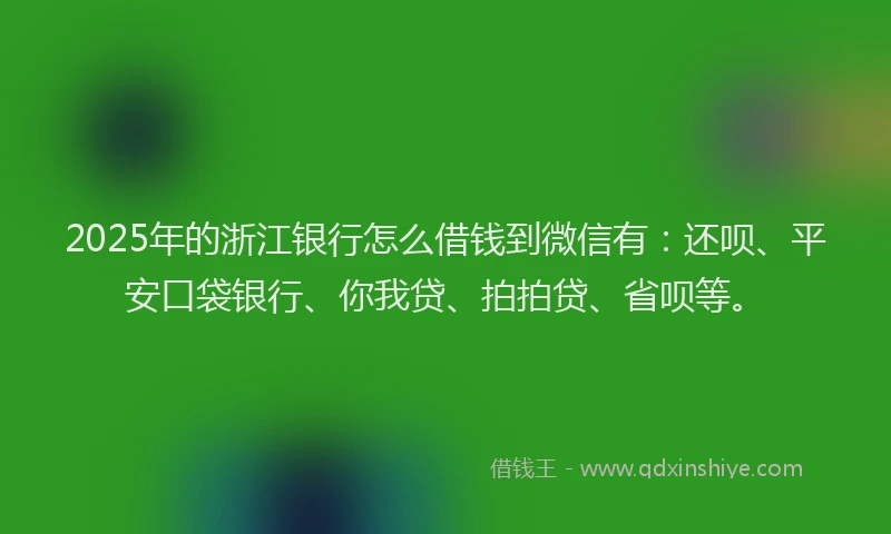 2025年的浙江银行怎么借钱到微信有：还呗、平安口袋银行、你我贷、拍拍贷、省呗等。