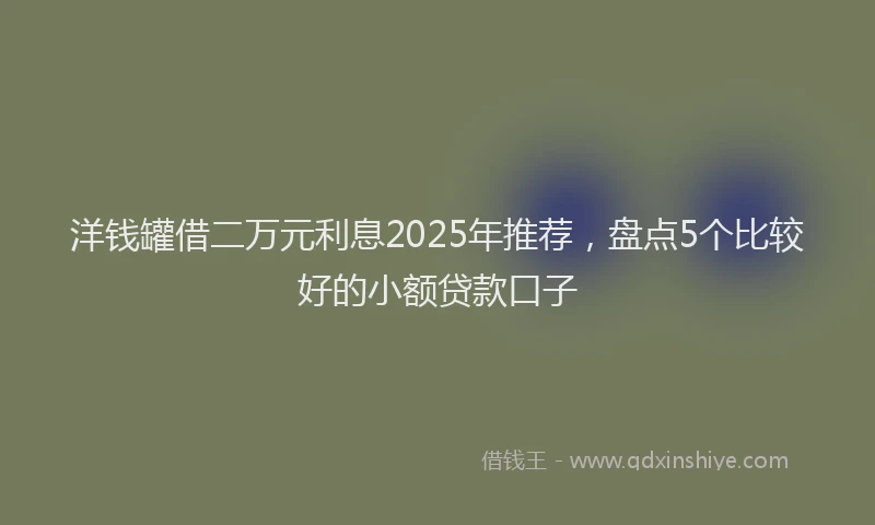 洋钱罐借二万元利息2025年推荐，盘点5个比较好的小额贷款口子
