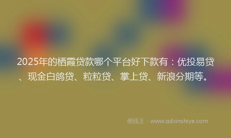 2025年的栖霞贷款哪个平台好下款有：优投易贷、现金白鸽贷、粒粒贷、掌上贷、新浪分期等。
