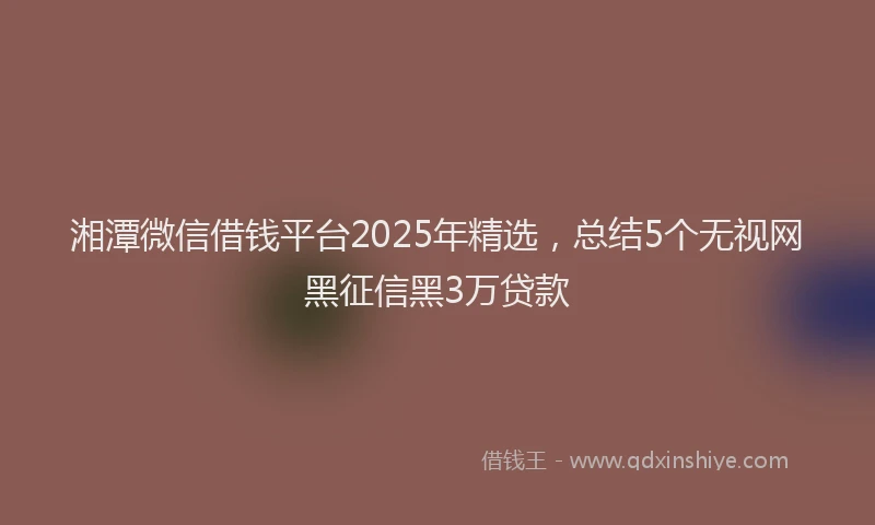 湘潭微信借钱平台2025年精选，总结5个无视网黑征信黑3万贷款