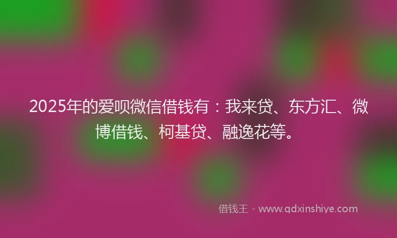 2025年的爱呗微信借钱有：我来贷、东方汇、微博借钱、柯基贷、融逸花等。
