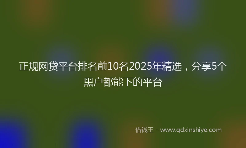 正规网贷平台排名前10名2025年精选，分享5个黑户都能下的平台
