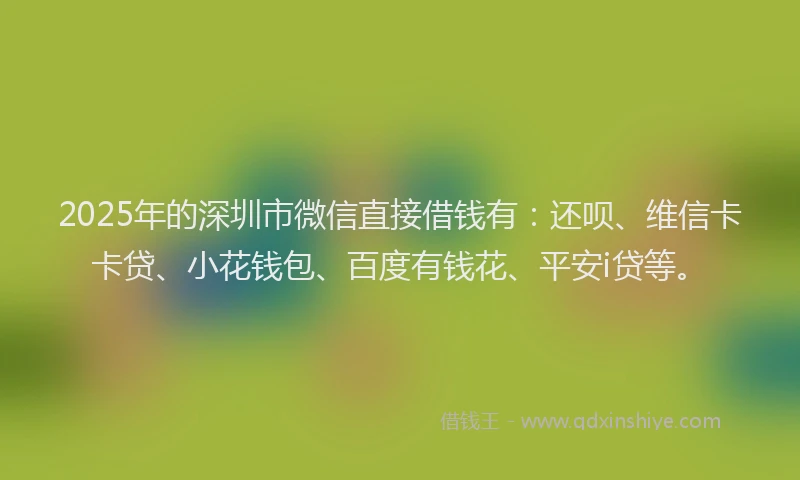 2025年的深圳市微信直接借钱有：还呗、维信卡卡贷、小花钱包、百度有钱花、平安i贷等。
