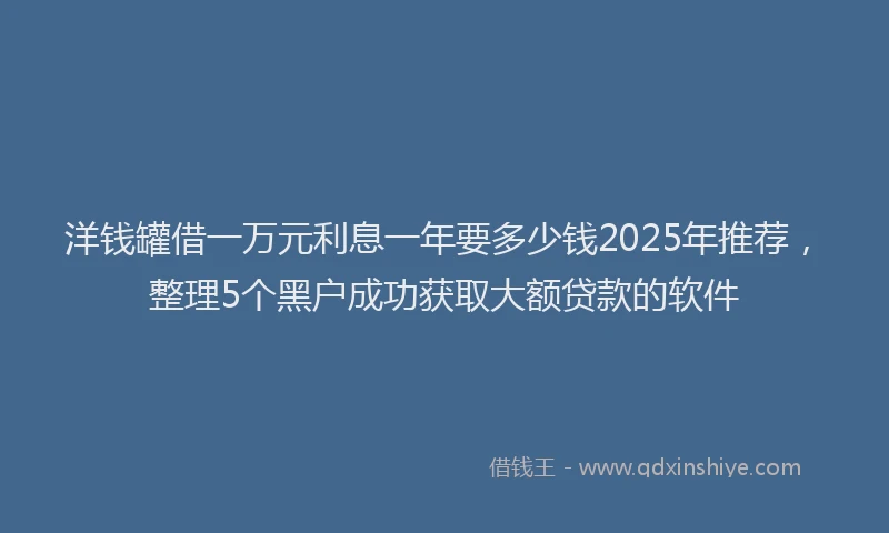 洋钱罐借一万元利息一年要多少钱2025年推荐，整理5个黑户成功获取大额贷款的软件