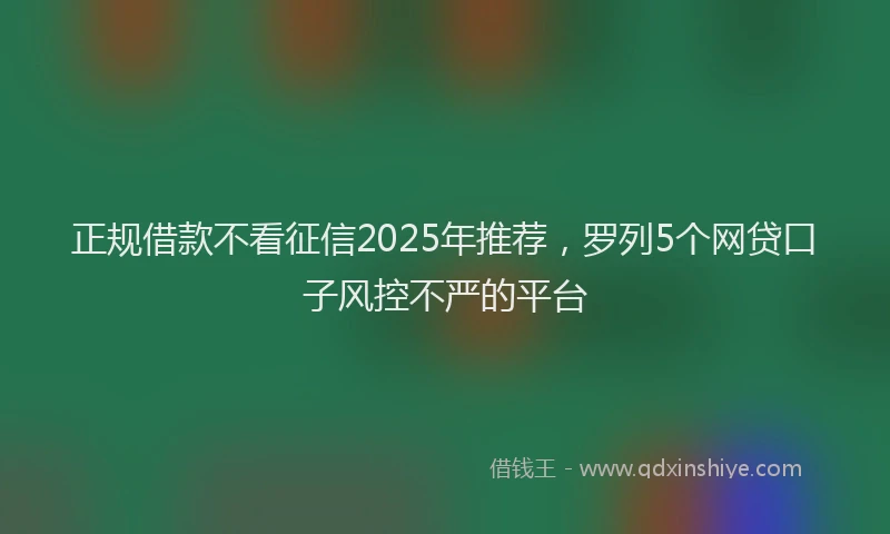 正规借款不看征信2025年推荐，罗列5个网贷口子风控不严的平台