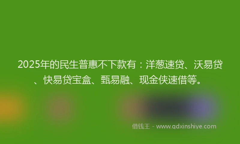2025年的民生普惠不下款有：洋葱速贷、沃易贷、快易贷宝盒、甄易融、现金侠速借等。