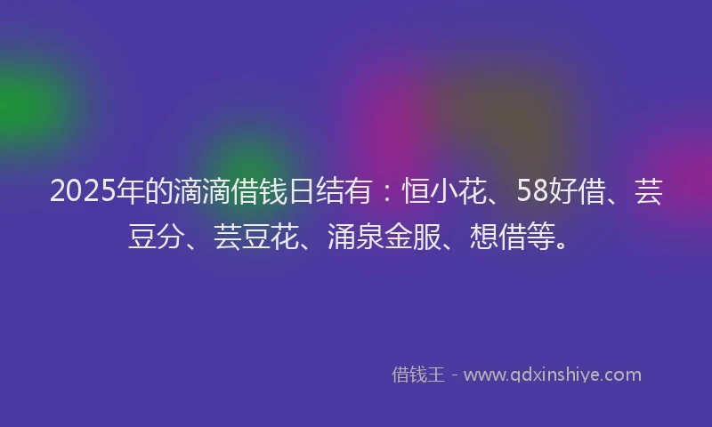 2025年的滴滴借钱日结有：恒小花、58好借、芸豆分、芸豆花、涌泉金服、想借等。