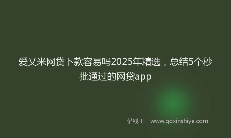 爱又米网贷下款容易吗2025年精选，总结5个秒批通过的网贷app