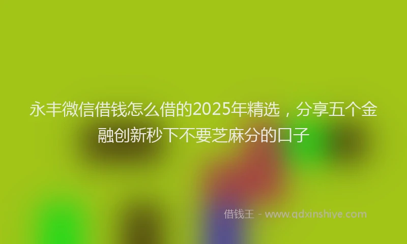 永丰微信借钱怎么借的2025年精选，分享五个金融创新秒下不要芝麻分的口子