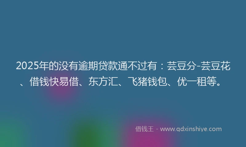 2025年的没有逾期贷款通不过有：芸豆分-芸豆花、借钱快易借、东方汇、飞猪钱包、优一租等。