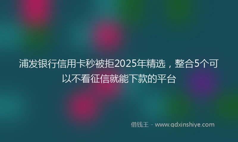 浦发银行信用卡秒被拒2025年精选，整合5个可以不看征信就能下款的平台