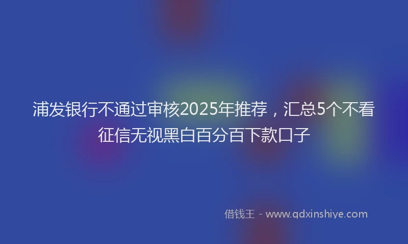浦发银行不通过审核2025年推荐，汇总5个不看征信无视黑白百分百下款口子