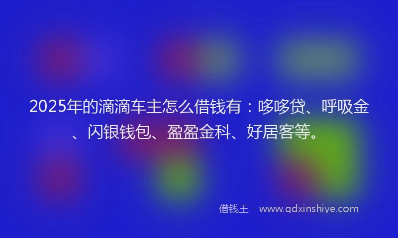 2025年的滴滴车主怎么借钱有：哆哆贷、呼吸金、闪银钱包、盈盈金科、好居客等。