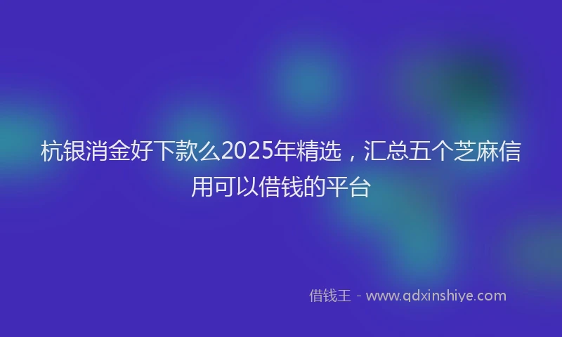 杭银消金好下款么2025年精选，汇总五个芝麻信用可以借钱的平台