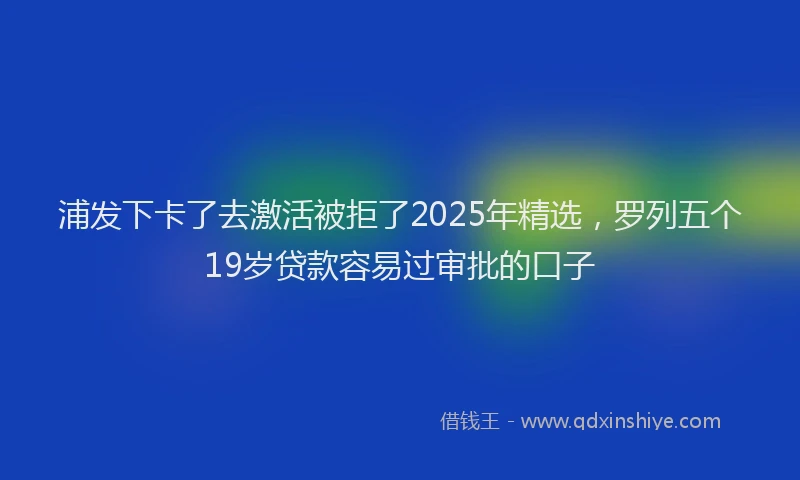 浦发下卡了去激活被拒了2025年精选，罗列五个19岁贷款容易过审批的口子