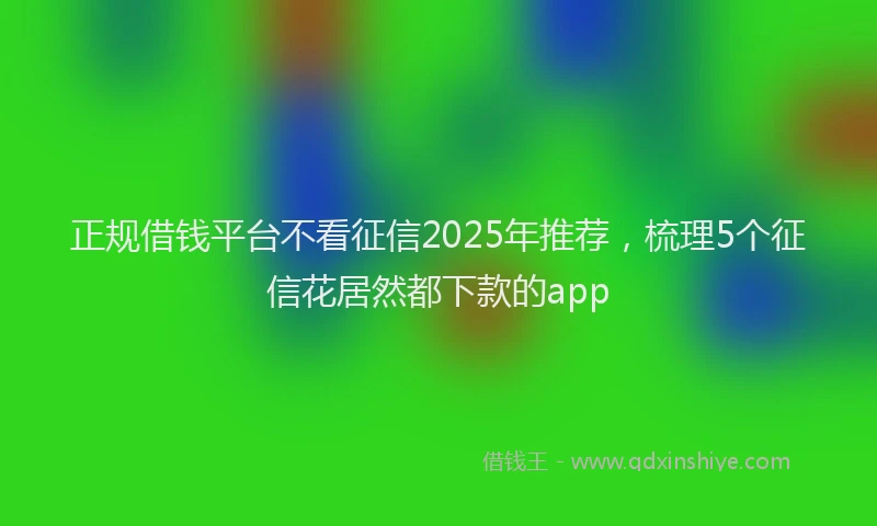 正规借钱平台不看征信2025年推荐，梳理5个征信花居然都下款的app