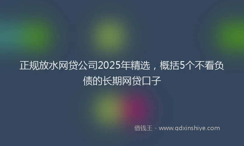正规放水网贷公司2025年精选，概括5个不看负债的长期网贷口子