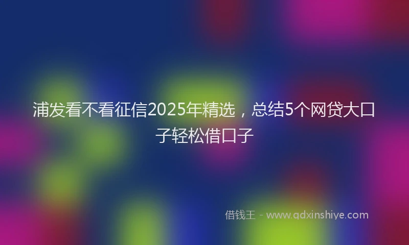浦发看不看征信2025年精选，总结5个网贷大口子轻松借口子