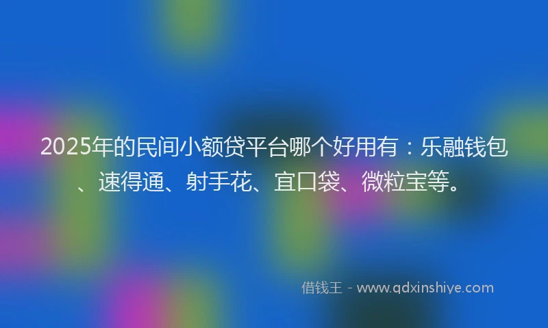 2025年的民间小额贷平台哪个好用有：乐融钱包、速得通、射手花、宜口袋、微粒宝等。