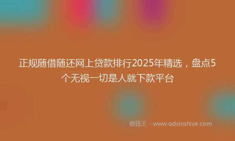 正规随借随还网上贷款排行2025年精选，盘点5个无视一切是人就下款平台