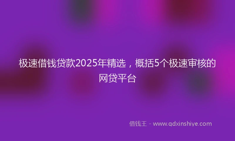 极速借钱贷款2025年精选，概括5个极速审核的网贷平台