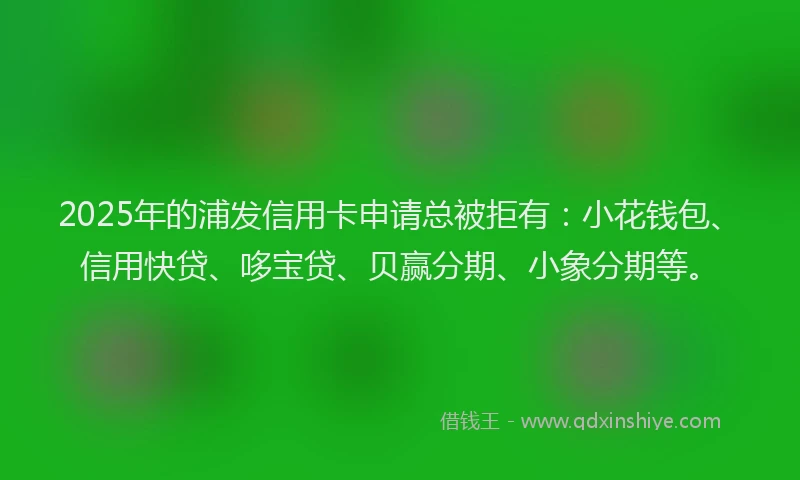 2025年的浦发信用卡申请总被拒有：小花钱包、信用快贷、哆宝贷、贝赢分期、小象分期等。