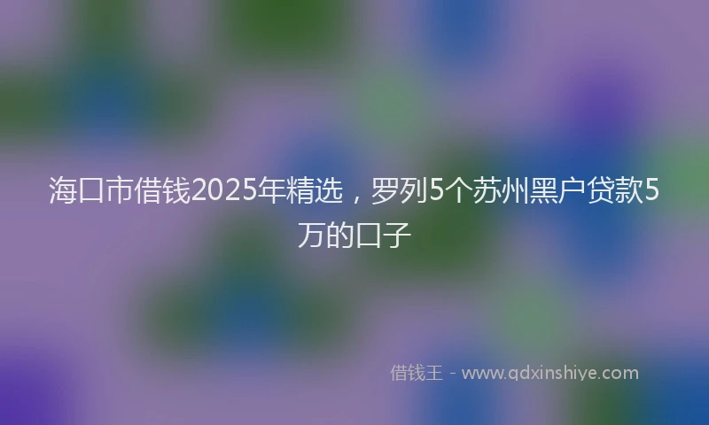 海口市借钱2025年精选，罗列5个苏州黑户贷款5万的口子