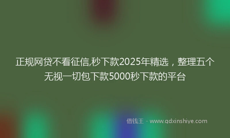 正规网贷不看征信,秒下款2025年精选，整理五个无视一切包下款5000秒下款的平台