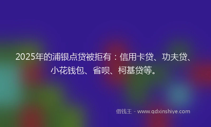 2025年的浦银点贷被拒有：信用卡贷、功夫贷、小花钱包、省呗、柯基贷等。