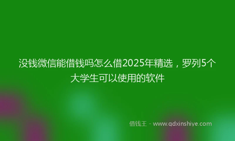 没钱微信能借钱吗怎么借2025年精选，罗列5个大学生可以使用的软件