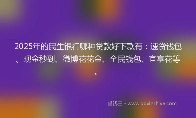 2025年的民生银行哪种贷款好下款有：速贷钱包、现金秒到、微博花花金、全民钱包、宜享花等。