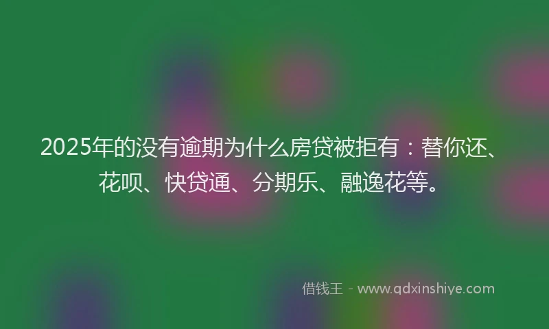 2025年的没有逾期为什么房贷被拒有：替你还、花呗、快贷通、分期乐、融逸花等。