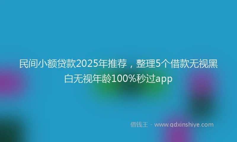 民间小额贷款2025年推荐，整理5个借款无视黑白无视年龄100%秒过app