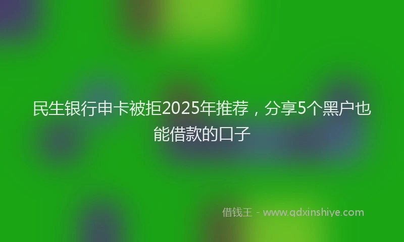 民生银行申卡被拒2025年推荐，分享5个黑户也能借款的口子