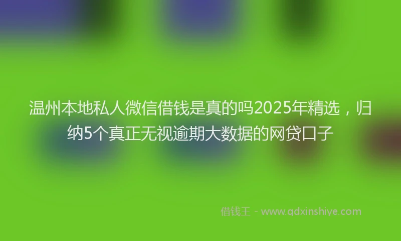 温州本地私人微信借钱是真的吗2025年精选，归纳5个真正无视逾期大数据的网贷口子