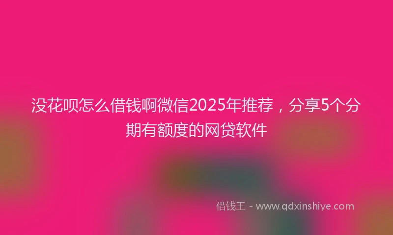 没花呗怎么借钱啊微信2025年推荐，分享5个分期有额度的网贷软件