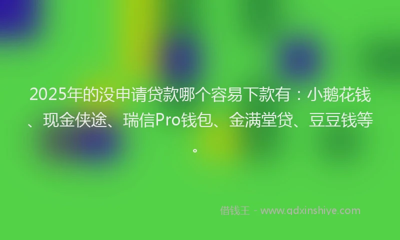 2025年的没申请贷款哪个容易下款有：小鹅花钱、现金侠途、瑞信Pro钱包、金满堂贷、豆豆钱等。