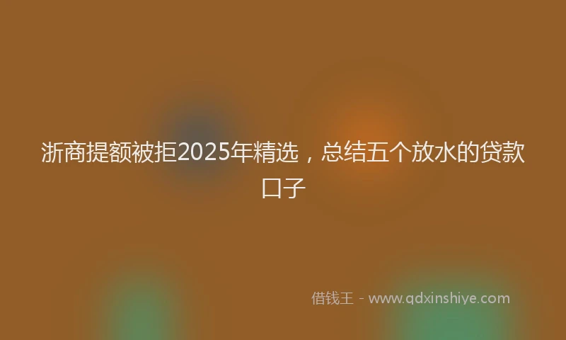 浙商提额被拒2025年精选，总结五个放水的贷款口子
