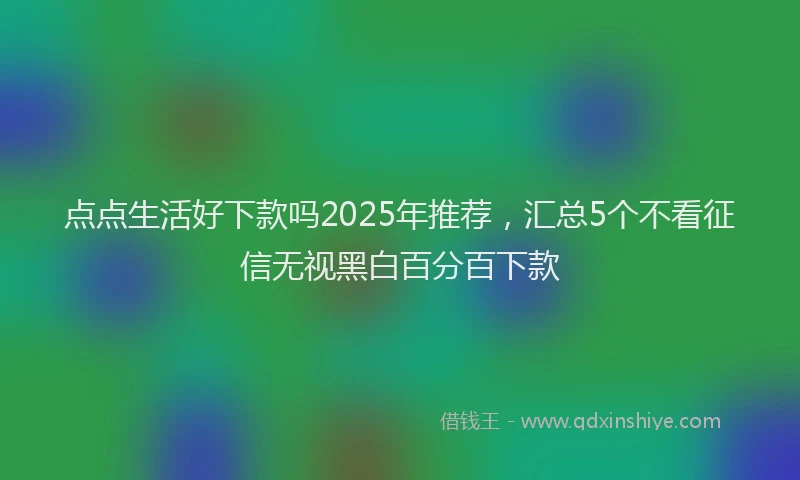 点点生活好下款吗2025年推荐，汇总5个不看征信无视黑白百分百下款