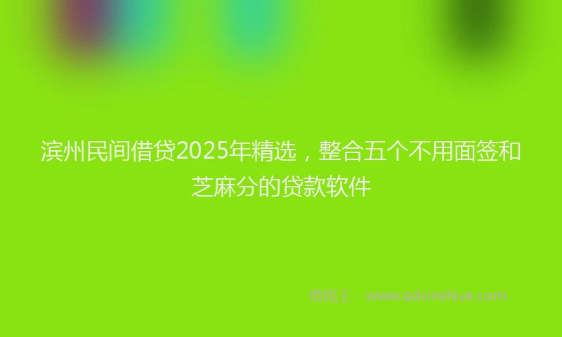 滨州民间借贷2025年精选，整合五个不用面签和芝麻分的贷款软件