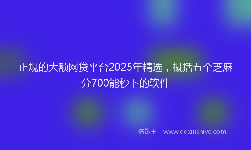 正规的大额网贷平台2025年精选，概括五个芝麻分700能秒下的软件