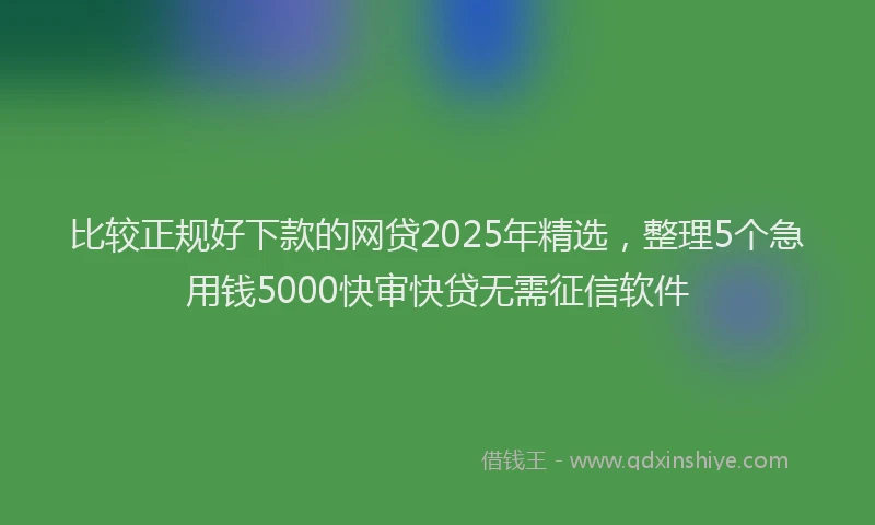 比较正规好下款的网贷2025年精选，整理5个急用钱5000快审快贷无需征信软件