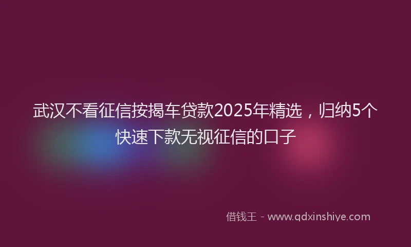 武汉不看征信按揭车贷款2025年精选，归纳5个快速下款无视征信的口子