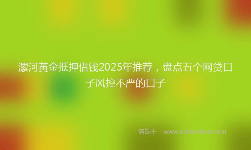 漯河黄金抵押借钱2025年推荐，盘点五个网贷口子风控不严的口子