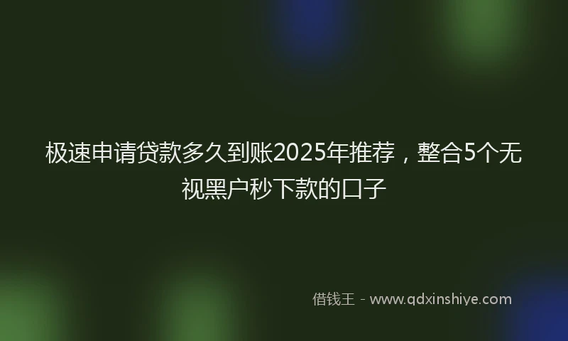 极速申请贷款多久到账2025年推荐，整合5个无视黑户秒下款的口子
