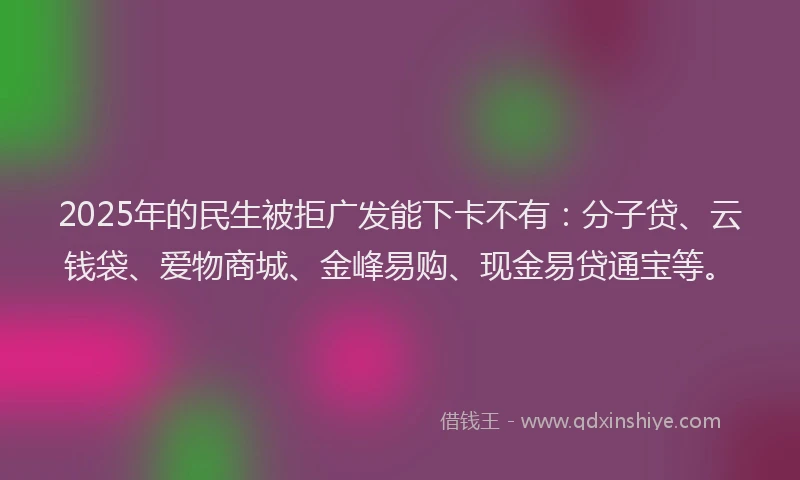 2025年的民生被拒广发能下卡不有：分子贷、云钱袋、爱物商城、金峰易购、现金易贷通宝等。