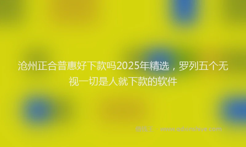 沧州正合普惠好下款吗2025年精选，罗列五个无视一切是人就下款的软件